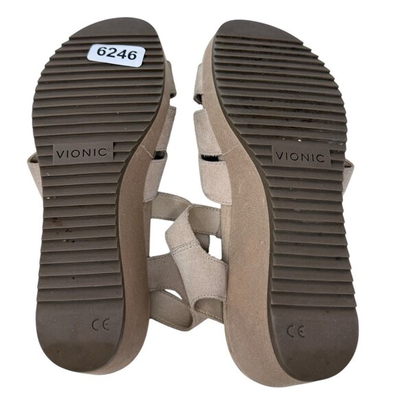 Vionic Women's‎ Tawny Strappy Sandal Nude Suede 9 Wedges Ankle Strap Shoes - Picture 5 of 5